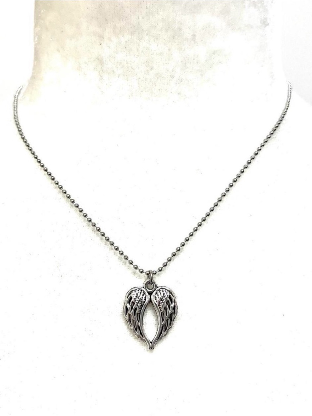 Angel Wing Heart Pendant Necklace - Women Jewelry